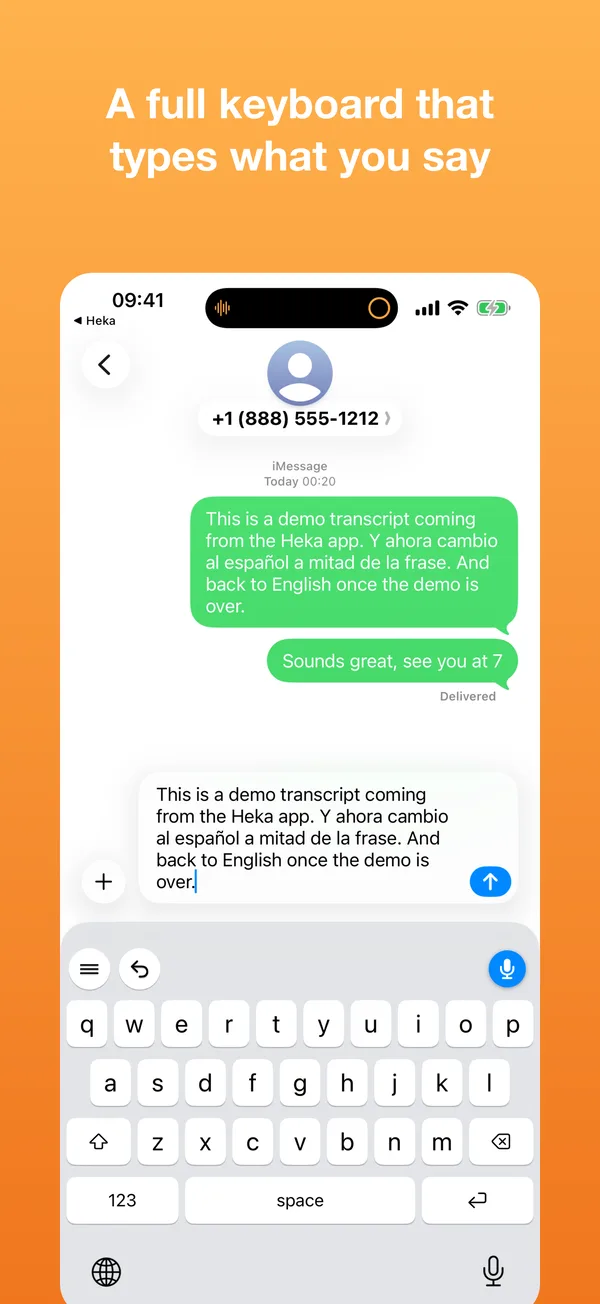 The Heka keyboard in Messages