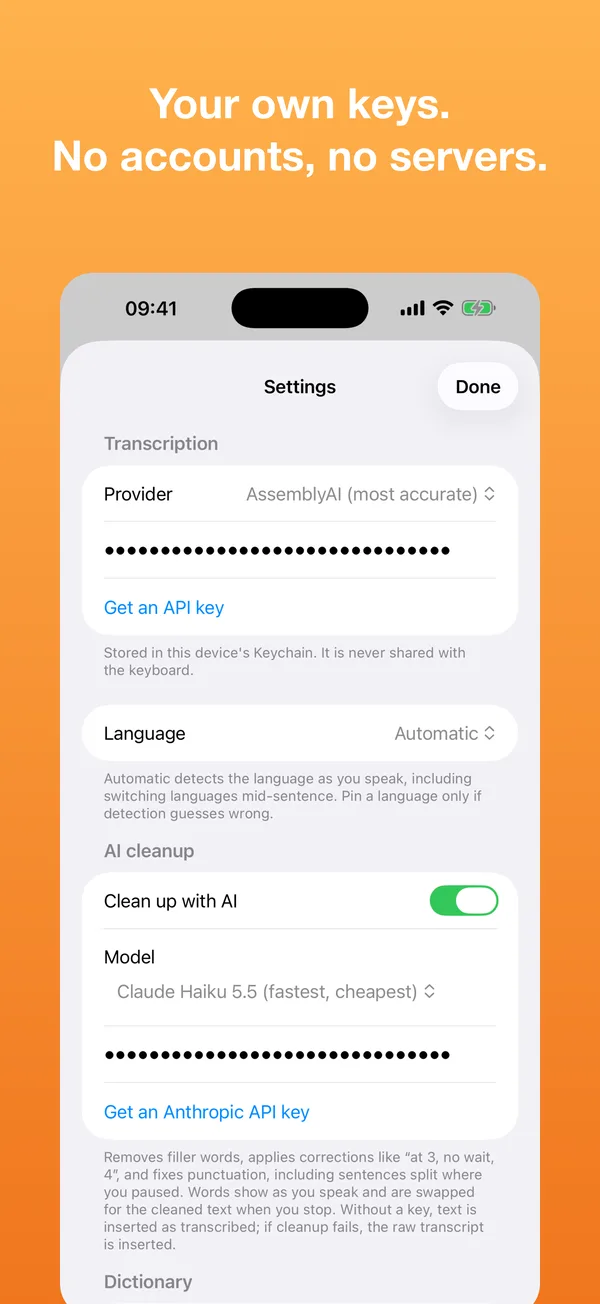 Heka settings with provider and API key